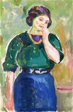 Edvard Munch  - Bilder Gemälde - Model in Green and Blue