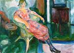 Edvard Munch  - Bilder Gemälde - Model in Wicker Chair