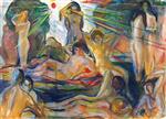 Edvard Munch  - Bilder Gemälde - Naked Figures and Sun