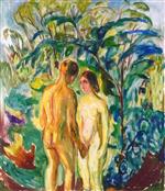Edvard Munch  - Bilder Gemälde - Naked man and Woman in the Woods