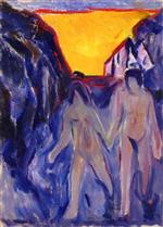 Edvard Munch  - Bilder Gemälde - Naked Man and Woman, Walking