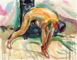 Edvard Munch  - Bilder Gemälde - Naked Man Gripping His Ankle