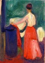 Edvard Munch  - Bilder Gemälde - Nude with Red Skirt