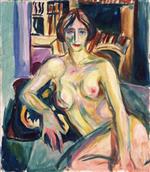 Edvard Munch  - Bilder Gemälde - Nude, Sitting on the Couch