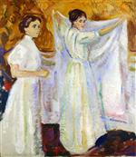 Edvard Munch  - Bilder Gemälde - Nurses Holding a Sheet