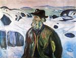 Edvard Munch  - Bilder Gemälde - Old Fisherman on Snow-Covered Coast