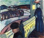 Edvard Munch  - Bilder Gemälde - On the Veranda Stairs