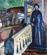 Edvard Munch  - Bilder Gemälde - On the Veranda Stairs