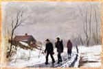 Edvard Munch  - Bilder Gemälde - People on the Road in Wet Snow