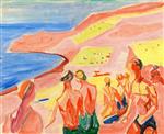 Edvard Munch  - Bilder Gemälde - People Sunbathing in a Bay