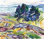 Edvard Munch  - Bilder Gemälde - Pine Trees by the Sea