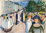 Edvard Munch  - Bilder Gemälde - Promenade on Karl Johan