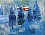 Edvard Munch  - Bilder Gemälde - Red House and Spruces