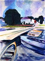 Edvard Munch  - Bilder Gemälde - Rowboats at Åsgårdstrand