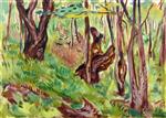 Edvard Munch  - Bilder Gemälde - Rugged Tree Trunks in Summer