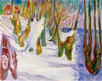 Edvard Munch  - Bilder Gemälde - Rugged Trees in Snow