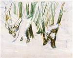 Edvard Munch  - Bilder Gemälde - Rugged Trunk in Snow