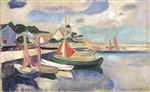 Edvard Munch  - Bilder Gemälde - Sailboats in the Harbor