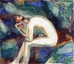 Edvard Munch  - Bilder Gemälde - Seated Male Nude in the Forest
