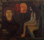 Edvard Munch  - Bilder Gemälde - Seated Nude and Three Male Heads