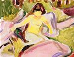 Edvard Munch  - Bilder Gemälde - Seated Nude in the Woods