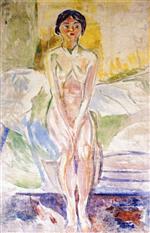 Edvard Munch  - Bilder Gemälde - Seated Nude on the Edge of the Bed