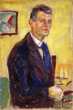 Edvard Munch  - Bilder Gemälde - Self-Portrait against Yellow Background