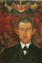 Edvard Munch  - Bilder Gemälde - Self-Portrait Beneath the Mask of a Woman