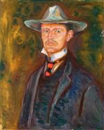 Edvard Munch  - Bilder Gemälde - Self-Portrait in Broad Brimmed Hat