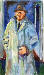 Edvard Munch  - Bilder Gemälde - Self-Portrait in Hat and Coat