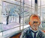 Edvard Munch  - Bilder Gemälde - Self-Portrait on the Glass Veranda