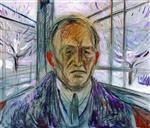 Edvard Munch  - Bilder Gemälde - Self-Portrait on the Glass Veranda