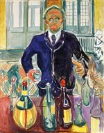 Edvard Munch  - Bilder Gemälde - Self-Portrait with Bottles