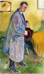 Edvard Munch  - Bilder Gemälde - Self-Portrait with Hat and Overcoat