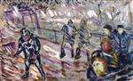 Edvard Munch  - Bilder Gemälde - Ship's Deck in Storm