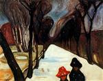 Edvard Munch  - Bilder Gemälde - Snow Falling in the Lane