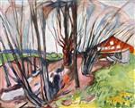 Edvard Munch  - Bilder Gemälde - Spring Landscape with Red House