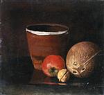 Edvard Munch  - Bilder Gemälde - Still Life with Jar, Apple, Walnut and Coconut