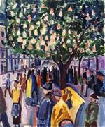 Edvard Munch  - Bilder Gemälde - Street with Blooming Chestnut Tree