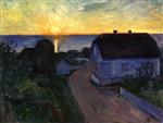 Edvard Munch  - Bilder Gemälde - Sunrise in Åsgårdstrand