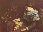 Gustave Courbet - Bilder Gemälde - Schlafende Spinnerin