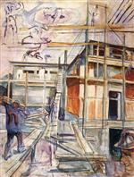Edvard Munch  - Bilder Gemälde - The Building of the Winter Studio
