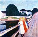 Edvard Munch  - Bilder Gemälde - The Girls on the Bridge