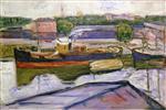 Edvard Munch  - Bilder Gemälde - The Harbor in Lübeck