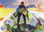 Edvard Munch  - Bilder Gemälde - The Man in the Cabbage Field