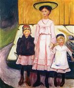 Edvard Munch  - Bilder Gemälde - Three Girls in Åsgårtstrand