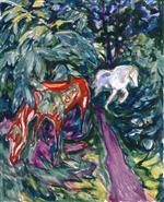 Edvard Munch  - Bilder Gemälde - To Horses in the Forest