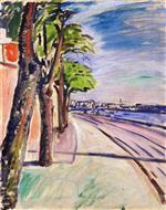 Edvard Munch  - Bilder Gemälde - Trees by the Canal