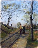 Edvard Munch  - Bilder Gemälde - Two Boys on a Country Lane