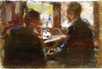 Edvard Munch  - Bilder Gemälde - Two Men by the Window